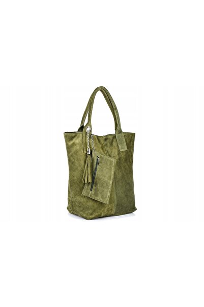 Other Italian Leather Suede Bag A4 with Zipper, Large