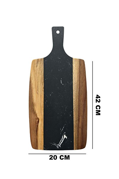 SanDonna black marble and wood kitchen board - large