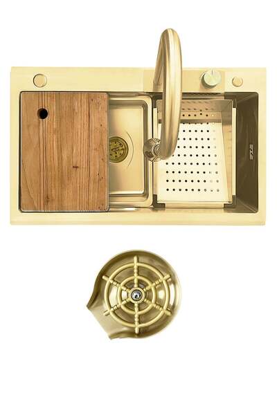 SanDonna Chiuvetă de bucătărie multifuncțională din oțel inoxidabil HD6850, l...