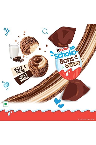 Kinder Bomboane Schoko-Bons Crispy, ciocolată cu miez crocant, 22, 4 g