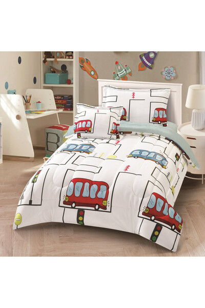 HOURS Horse Winter Children's Fur Bedspread with Velvet on Both Sides, Suitable for a Bed Size 120 x 200 cm, Consisting of 4 Pieces