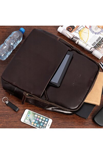 Other Leather backpack for a 15.6 laptop, large, A4, business, spacious, brown, Beltimore