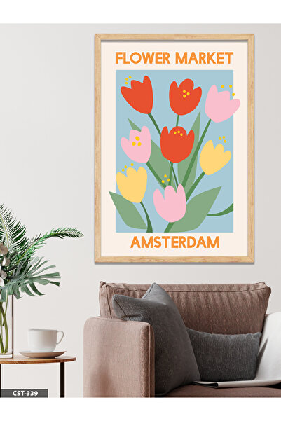 CeSht Cvetaška pijaca Amsterdam Jednodijelna slika u drvenom okviru