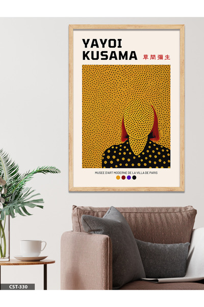 CeSht Jajoi Kusama portret, jednodijelna slika u drvenom okviru