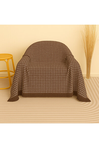 rellhome غطاء أريكة قطني بلون الكريم 170×170 سم – بطانية تلفزيون بحواف مزركشة وغطاء كرسي فردي