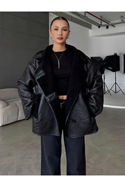 Ekim Store Lamine Düğmeli Peluş Mont