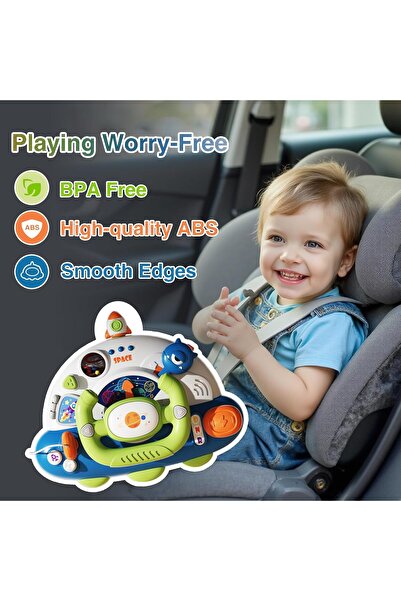 SARALMA Car Simulator for Children, Spaceship with Light and Sound, 22.5 x 18.5 cm, +12 months