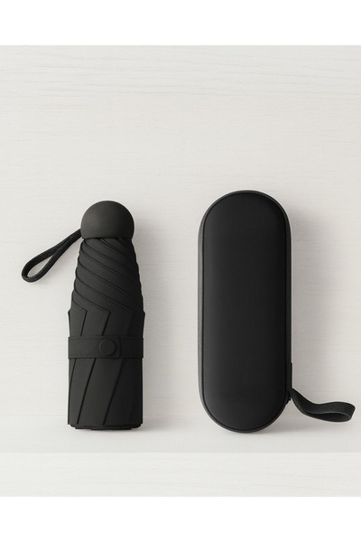 Bosile Kapsül Şemsiye Elle Açılan Rüzgarda Kırılmayan 6 Telli Çantalı Şemsiye