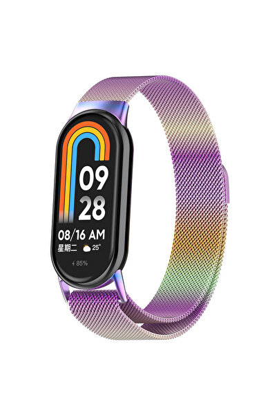 halkhouse Xiaomi Mi Band 8/9/10 Kordon Metal Tel Örgü Mıknatıslı Ayarlanabilir