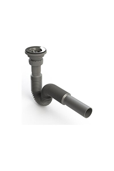 Mikasso Metal Ağızlı Körüklü Lavabo Mutfak Sifonu Lavabo Gider Borusu 1. Kali...