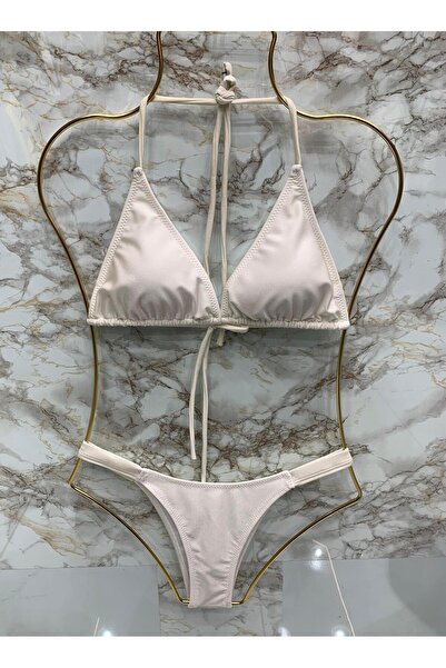 VAJESTO Γυναικείο ελαστικό ύφασμα ελαστικό σετ μπικίνι με κορδόνια με κορδόνια τριγωνικό σχήμα