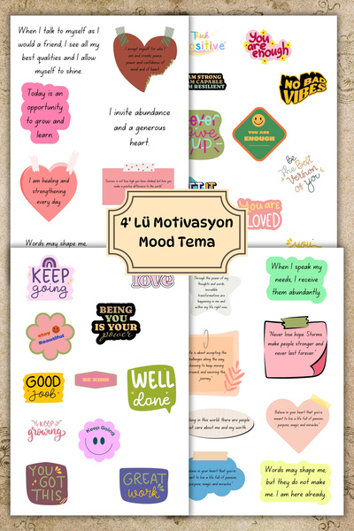 birikiyedi 4'Lü İngilizce Motivasyon/Motto Sözleri Yazıları Sticker -Ajanda-D...