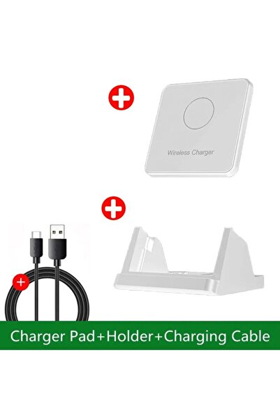 Vikefon قاعدة شحن لاسلكية 30 وات مع حامل أبيض لسطح المكتب وقاعدة شحن سريعة لل...