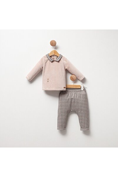 Cassiope Ekose Detaylı Yakalı Beli Lastikli Soft Touch Alt-Üst Erkek Bebek 2'li Takım