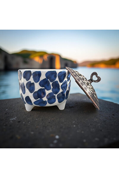 Çiporcal Antique Dark Blue Dalmatian Sugar Bowl