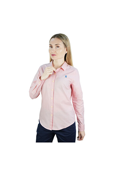 Giordano Women’s Slim Fit Cotton Oxford Shirt | Acute Collar with Embroidery