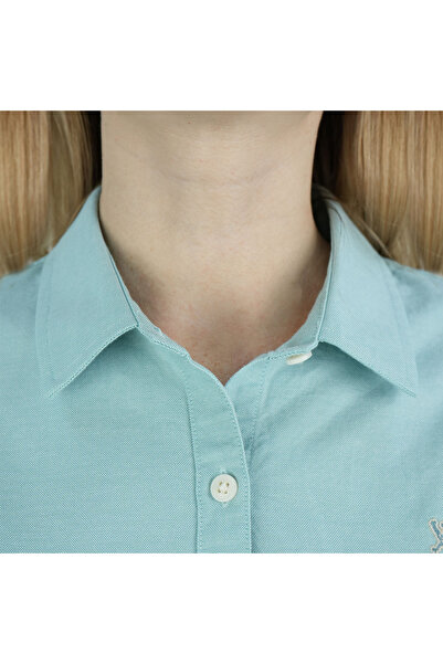 Giordano Women's Cotton Oxford Slim fit Shirt with Lion Embroidery