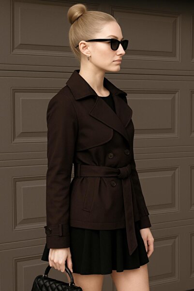 Delpino Kısa Kemerli Kadın Trençkot Ceket