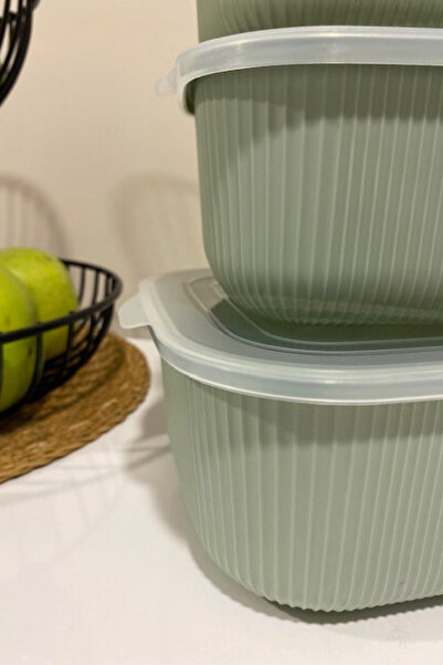 ViZKA 3-Piece Storage Container with Transparent Lid, Square Bowl Set