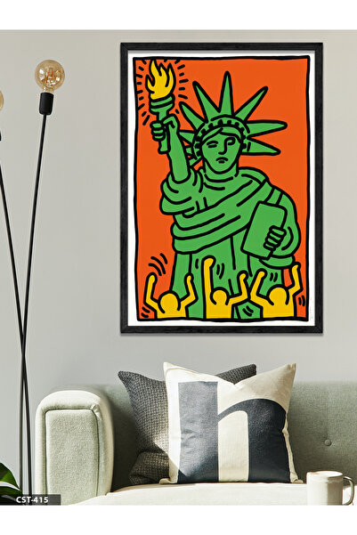 CeSht Keith Haring Pop Shop Jednodijelna crna slika u drvenom okviru