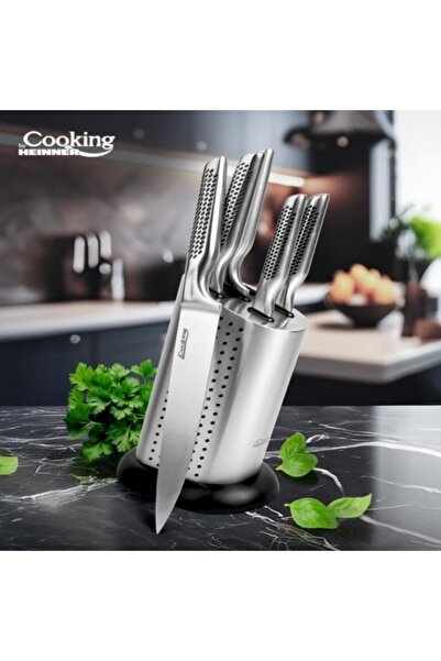 Heinner Set of 5 stainless steel knives with holder, Skyline HR-EVI-SK 6 PSC