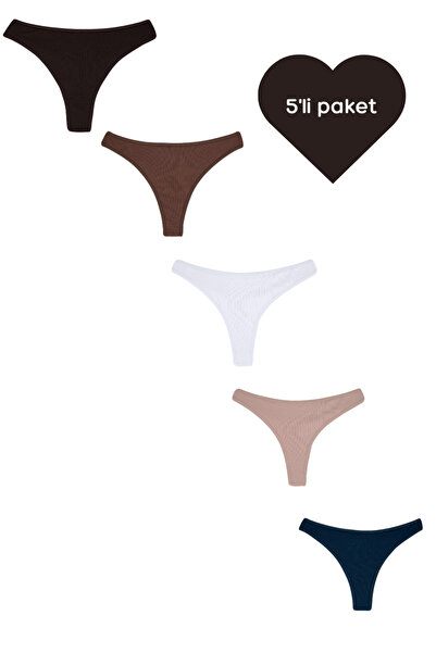 grab me Tanga - 5'li paket - Koyu kahverengi,kahverengi,pudra,beyaz,lacivert