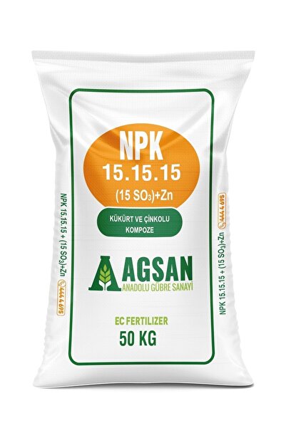 AGSAN Süper 15-15-15 + 15 SO3+Zn Kükürt ve Çinko İçerikli Kompoze Taban Gübresi 25 KG
