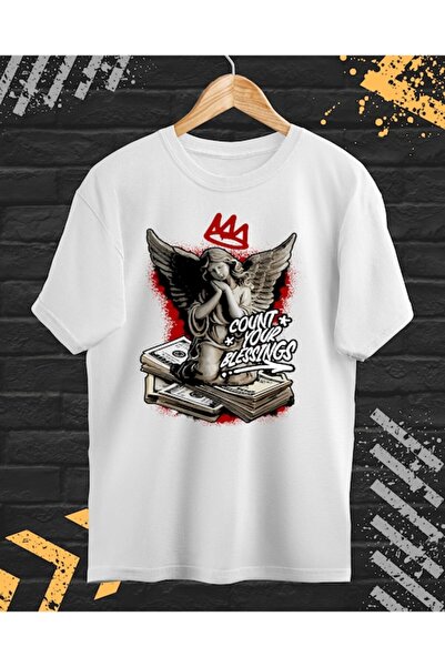 OEM - Men's Printed T-Shirt, Count your Blessings, Cotton, White, XL INTL