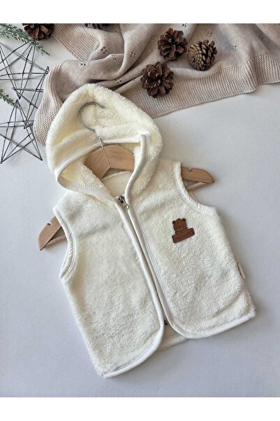 Baharda Nova Unisex Wellsoft Kapüşonlu Bebek Kışlık Yelek / Kız Erkek Çocuk Peluş