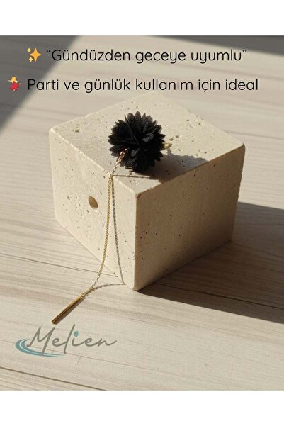 Melien New Steel Chain Exquisite Lace Fabric Flower Earrings Gold-Silver Long Dangle Daily Evening Jewelry