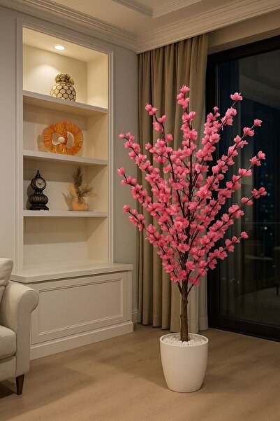 Altun Çiçekcilik Yapay Ağaç Pembe Kiraz Çiçeği 100 Cm Saksı Dahil
