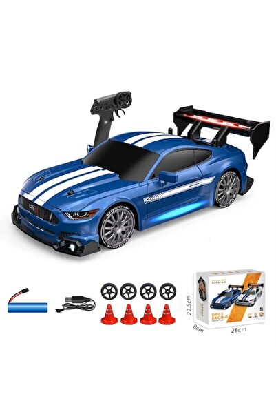 OEM RC Remote Control Car, Blue Mustang, Drift car, 30km/h, 4x4, LED lights, interchangeable tires