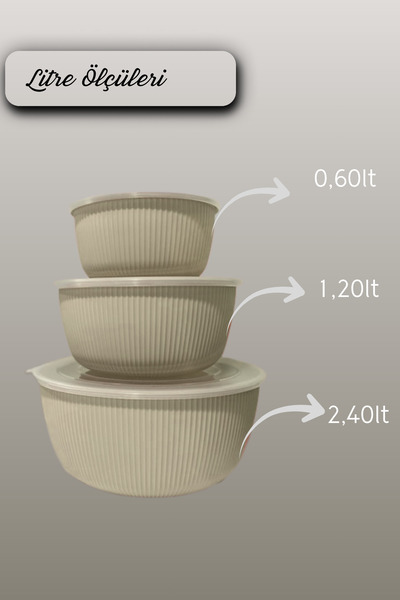 ViZKA 3-Piece Storage Container with Transparent Lid, Round Bowl Set