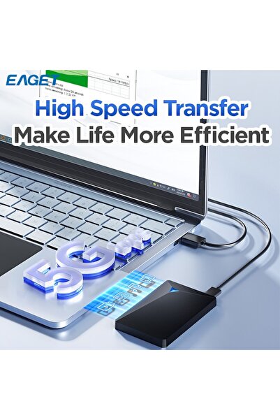 Eaget Hard disk extern, portabil, USB 3.0, 500 GB, negru