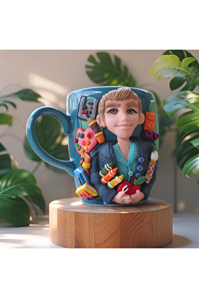 MAKARON SANAT KİŞİYE ÖZEL ÖĞRETMEN HEDİYESİ, 3D KABARTMALI EL YAPIMI ERKEK ÖĞ...