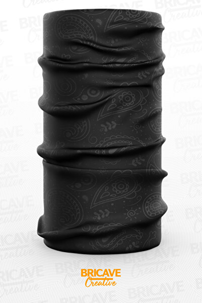 Bricave Siyah Paisley Desenli Motosiklet Bandana Boyunluk Maske