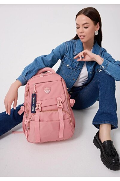 eflanmoda حقيبة ظهر مدرسية وسفر للجنسين من قماش الساتان من فوريفر يونغ