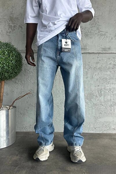 MADZEYMODA Ανδρικό τζιν παντελόνι Relax Baggy ανοιχτό μπλε τζιν KE-924