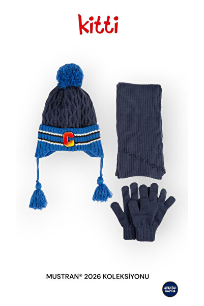 Mustran Kitti 4–8 Years Old Girls Boys Children's Beret Scarf Gloves 3-Piece Winter Set |   Polar Fleece Lined Knitwear |   New Season 2026