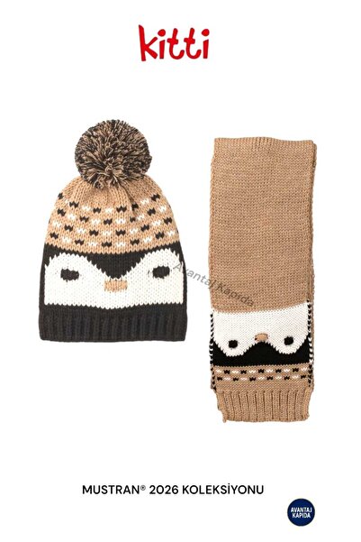 Mustran Kitti 4–8 Years Old Children's Beret Scarf 2-Piece Winter Set |   Polar Fleece Lined Knitwear Knit |   New Season 2026 Collection
