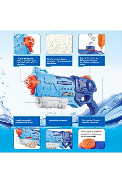 GOLD MARKET Pistol cu apa pentru copii, rezervor 990 ml, Albastru cobalt, 6+