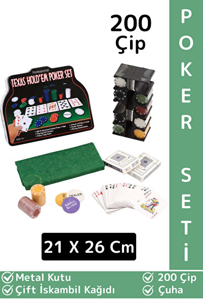 Wintoup Luxery Texas Holdem Casino Blackjack 200 Poker Çipi Çift İskambil Kağ...