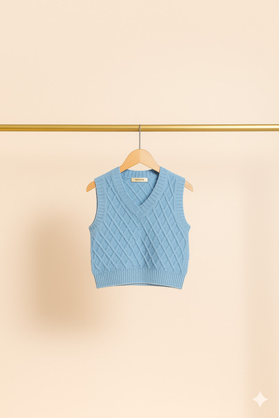 Nimini Kids Preschool Nursery Kindergarten V-Neck Diamond Pattern Knitwear Baby Boy Children's Sweater (0-5 Years Old)