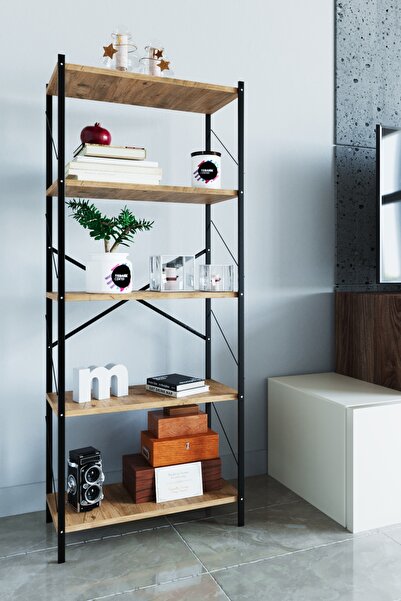 Tedarikcenter Metal Kitaplık 5 Raflı Çok Amaçlı Dosya Kitap Rafı Ofis Salon R...