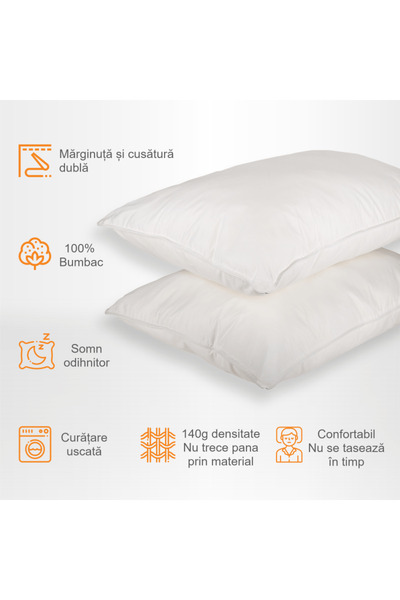 Pernador Set of 2 goose down and feather pillows, 70x70 cm, White