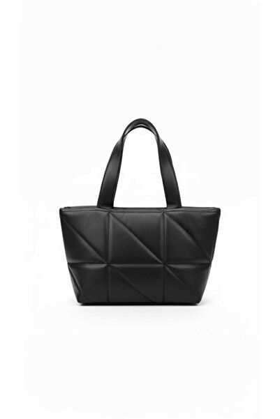 LAUGH BAG Modern Kapitone Desenli Siyah Tote Çanta