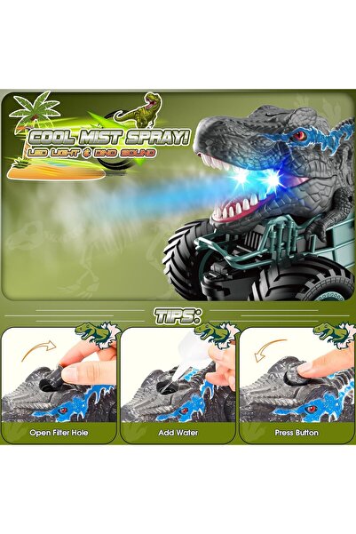 Bebelul Interactive Dinosaur Car – Lights, Steam, RC Control