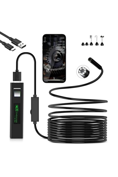 DELUXETUNING Cameră endoscopică wireless HD WIFI pentru telefon compatibilă cu iOS și Android 720p, cablu de 5 m