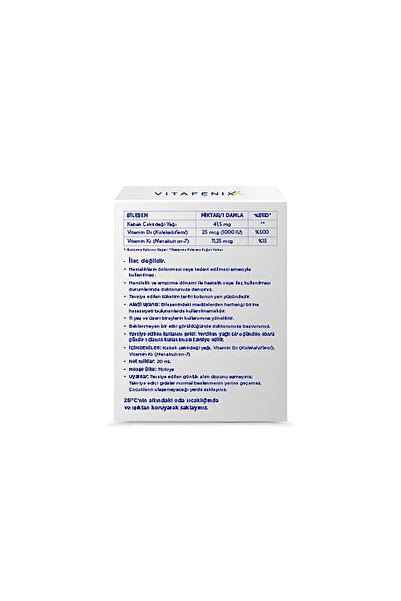 Vitafenix D3K2 ve Kabak Çekirdeği Yağı İçeren Takviye Edici Gıda