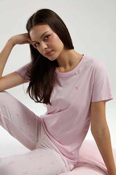 QKK Set de pijamale cu mânecă scurtă din viscoză pentru femei Q3K2K52